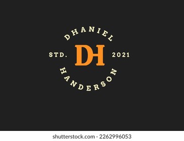 Creative Letter D H Vintage Stil Logo Design Konzept. Ursprüngliches Symbol für die Unternehmensidentität. Alphabet-Vektorelement