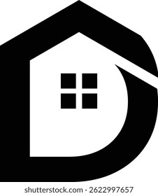 Creative Letter D with Home Windows Logo Design – A Modern and Professional Symbol Representing Real Estate, Residential Architecture, and Comfortable Living