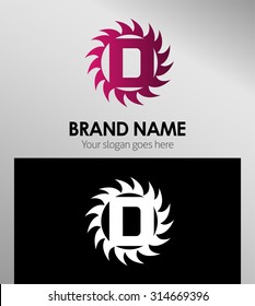 Creative letter D icon. Sun logo concept
