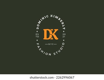 Creative letter D K vintage style logo design concept. Initial symbol for corporate business identity. Alphabet vector element