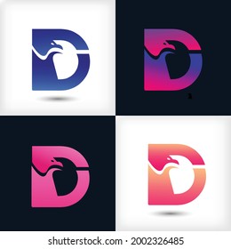 Creative Letter D logo design with Eagles Bird concept for Business Company . Abstract letter logo Design Template with different color version set. design vector.