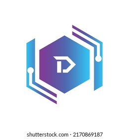 Creative Letter D logo design with point or dot symbol