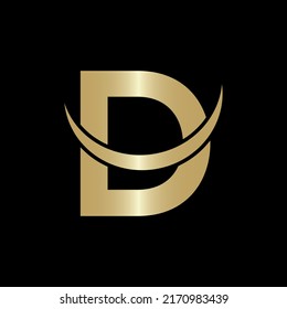 Creative letter D Logo Design Vector Template. Modern D Logo Design based alphabet business logotype gold color and black background.