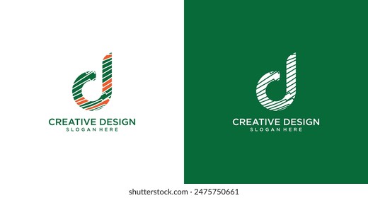 Creative letter D logo design with unique concept , premium vector