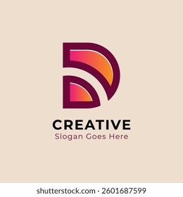 Creative letter D logo design. Colorful initial D abstract Logo.