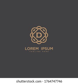 Creative letter D logo icon vector design. Luxury jewelry frame gem edge logotype. Print monogram initials stamp sign symbol.