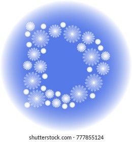 creative letter D made out of snowflakes in light blue white colors 