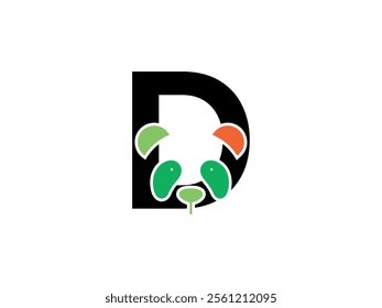 Creative Letter D and Panda Negative Space Logo Design: A Unique Combination of Letter D and Panda Icon for Distinctive Branding, Modern and Minimalistic Vector Logo for Your Business