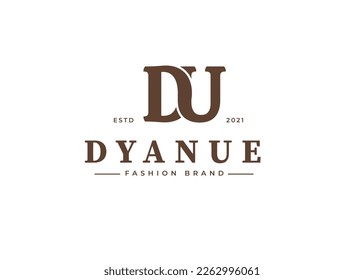 Creative letter D U vintage style logo design concept. Initial symbol for corporate business identity. Alphabet vector element