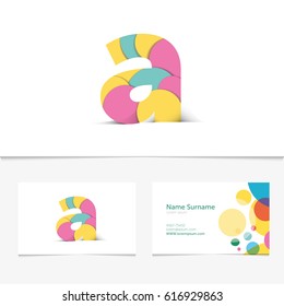 Creative Letter a design vector template on The Business Card Template. Abstract Colorful Alphabet .Friendly funny abc Typeface. Type Characters.Vector illustration.EPS10