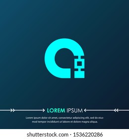 Creative  letter a digital circuit style font. Blue letter made of electric current wires and connectors. Modern design concept.
