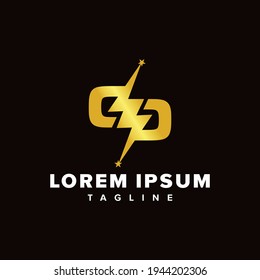 Creative Letter DP Lightning Abstract  Logo Design Icon Logo Concepts, Editable in Vector Format in Black and White Color
