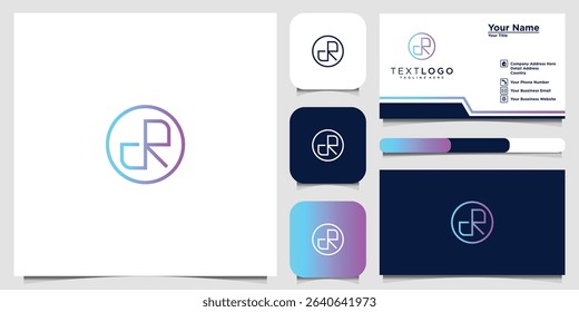 Creative letter DR logo design with business card concept and color variations