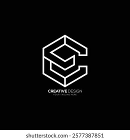 Creative letter E C hexagonal shape logo