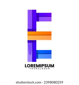letra creativa E colorido diseño del logotipo del icono 
