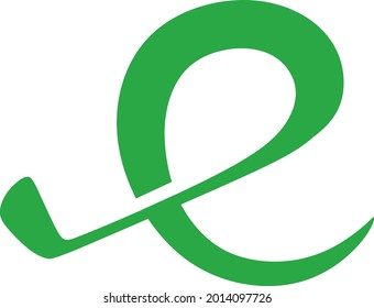 CREATIVE LETTER E COMBINE WITH PLAYING GOLF