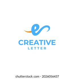 Creative letter e logo, creative alphabet logo, letter e design concept, script font design, geometric alphabet concept, round logo