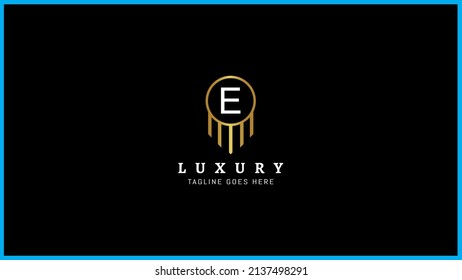 Creative letter E luxury Linear Real Estate Building Construction logo design, Initial letter e golden and white color Usable for Construction Architecture Building monogram icon Template Element.