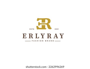 Creative letter E R vintage style logo design concept. Initial symbol for corporate business identity. Alphabet vector element