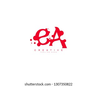 creative letter EA with dots shape trendy abstract logo design