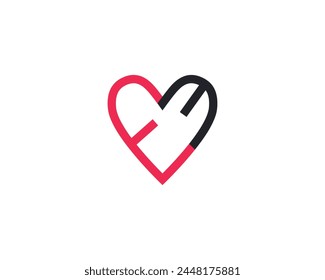 creative letter EE logo design in heart shape