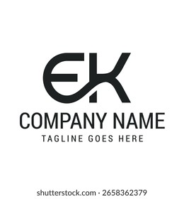 Plantillas de diseño de logotipos de Vector minimalista moderno EK o KE para startups