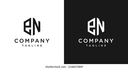 Creative Letter EN Monogram Logo Design Icon Template White and Black Background