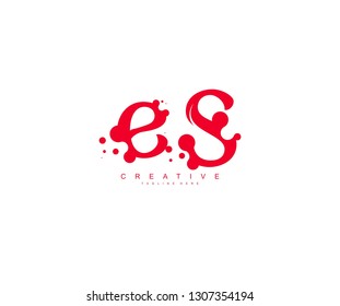 creative letter ES with dots shape trendy abstract logo design