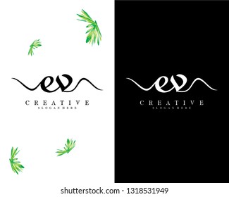 creative letter ev, ve logo design vector
