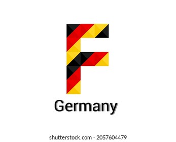 Creative Letter F with 3d germany colors concept. Good for print, t-shirt design, logo, etc. Vector illustration.