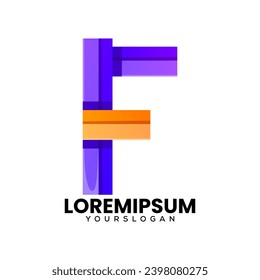 creative letter f colorful icon logo design 