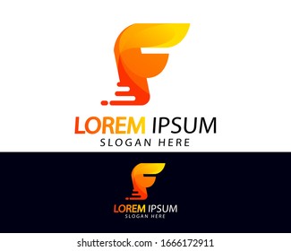 Creative letter F fast logo design. Vector element / template