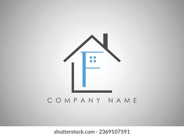 Creative letter F home logo design template.