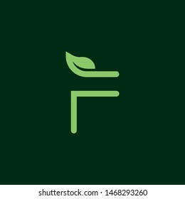 creative letter F with leaf logo design template.