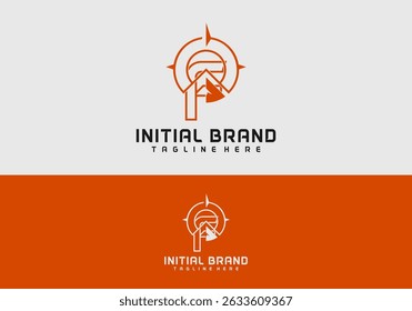 Creative Letter F Logo with Compass Symbol