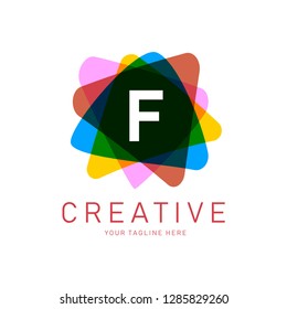 Creative Letter F Logo design vector template. Friendly funny ABC Typeface. Colorful Alphabet collection. Type Characters Logotype symbols. - Vector 