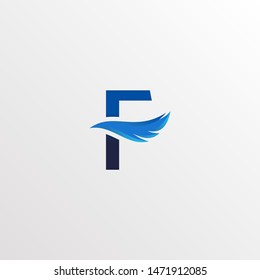 Creative Letter F Logo Design with Feather Graphic