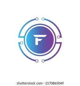 Creative Letter F logo design with point or dot symbol