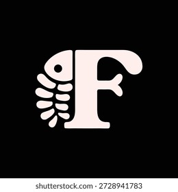 Kreatives Letter-F-Logo-Design mit Fischabbildung, perfekt für Branding und Identität, Vektorgrafik für Unternehmen und Organisationen