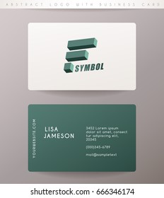 Creative Letter F Logo Design with Business Card Template : Vector Illustration