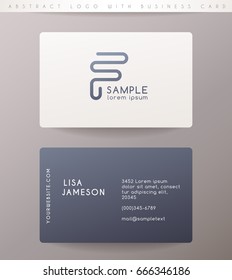 Creative Letter F Logo Design with Business Card Template : Vector Illustration