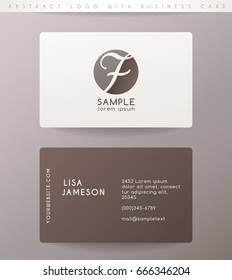 Creative Letter F Logo Design with Business Card Template : Vector Illustration