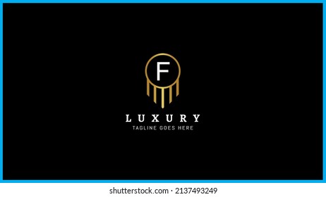 Creative letter F luxury Linear Real Estate Building Construction logo design, Initial letter f golden and white color Usable for Construction Architecture Building monogram icon Template Element.