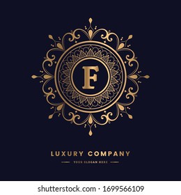 Creative letter F monogram logo design. Vintage logo for Antique, Restaurant, Cafe, Boutique, Hotel, Heraldic and Jewelry.