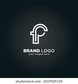 Letra criativa F e logotipo monograma P com fundo preto.