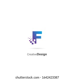 Creative Letter F Pixel Logo Design Element. Design Vector Pixel Logo Template