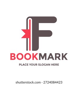 Creative letter F shaped like a book logo design. Vector illustration symbolizing education, reading, library, and publishing business identity.