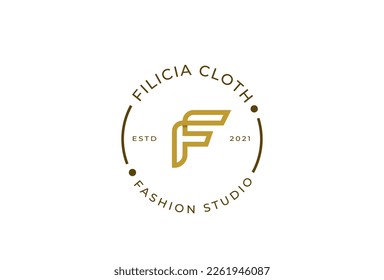 Creative letter F simple elegant logo design concept. Initial symbol for corporate business identity. Alphabet vector element