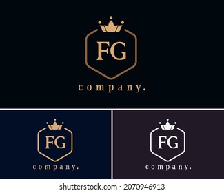 Creative letter FG, F and G graceful logo. Elegant emblem and beautiful calligraphy. The hexagonal vintage symbol for book design, brand name, business card, restaurant, boutique, hotel, cafe, badge.