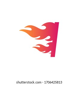 Creative letter I with fire flame logo template, vector logo for business and company identity. Logo initial flat icon template with gradient color.